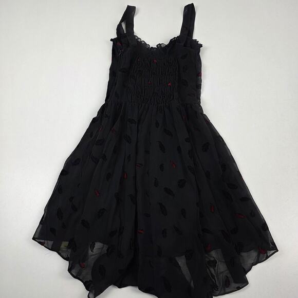 Tripp NYC Dress Womens XS Black Red Feather Velvet Gothic Alternative Layered - Picture 4 of 10
